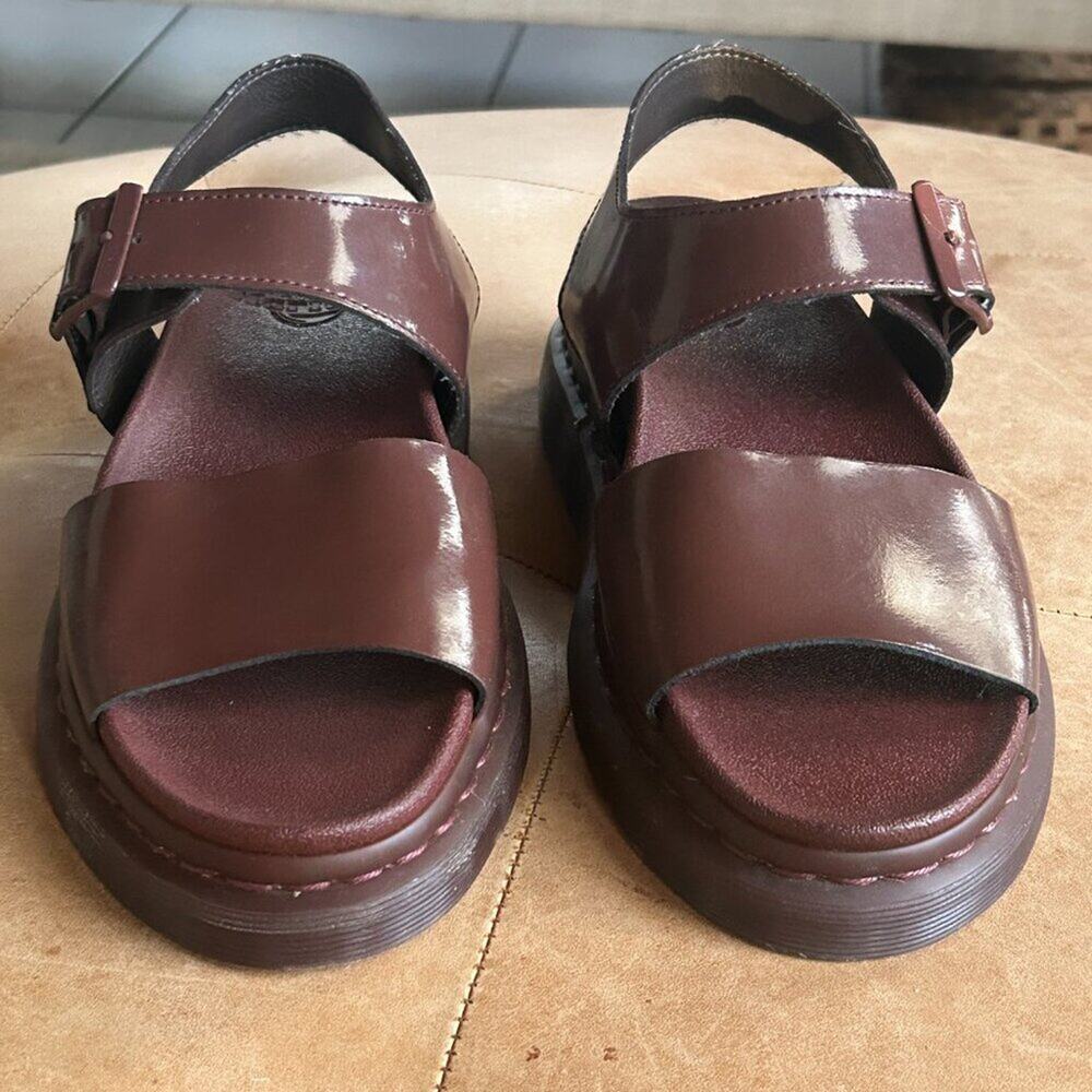 Dr Martens Romi Platform Sandals Brown Leather Chunky Minimalist Women 10 - Picture 2 of 12
